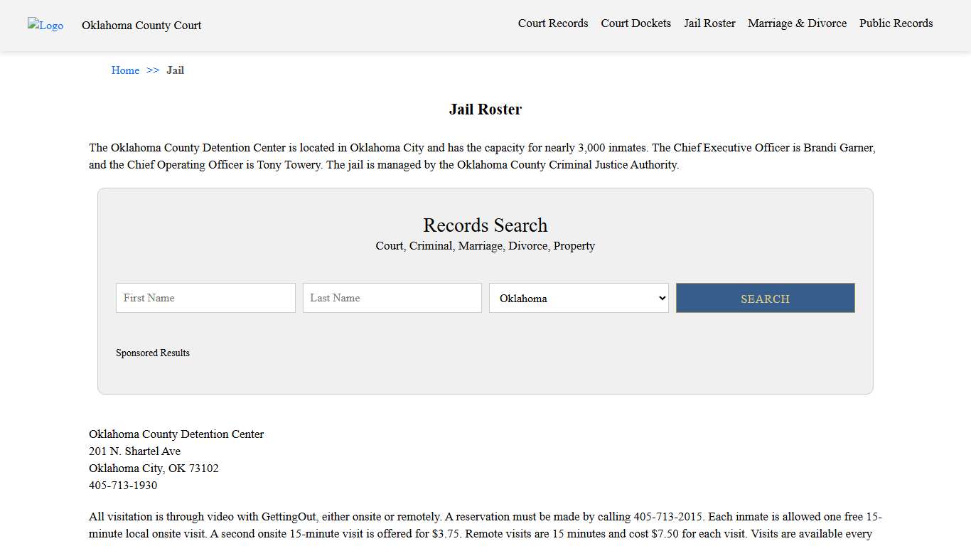 Jail Roster Oklahoma County Court
